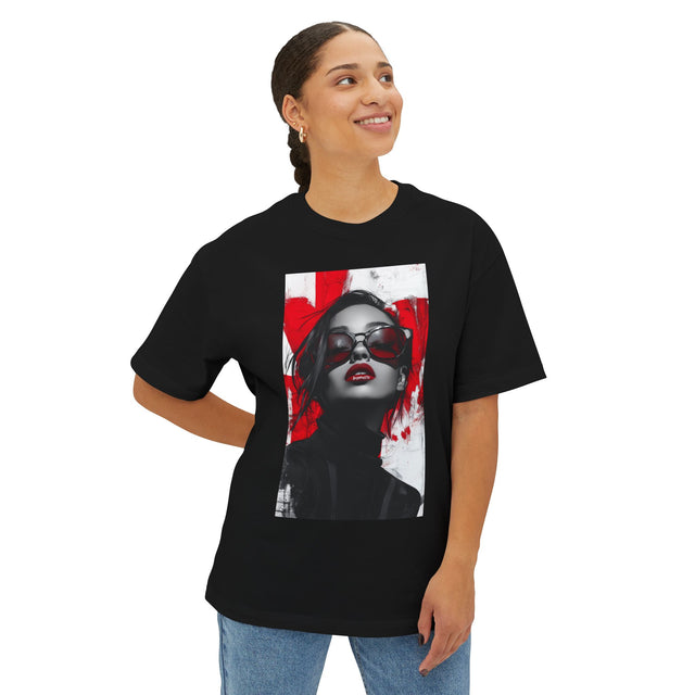 Red Lipstick Oversized Boxy Tee - Unisex